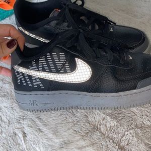 Nikes black reflective and orange nike air